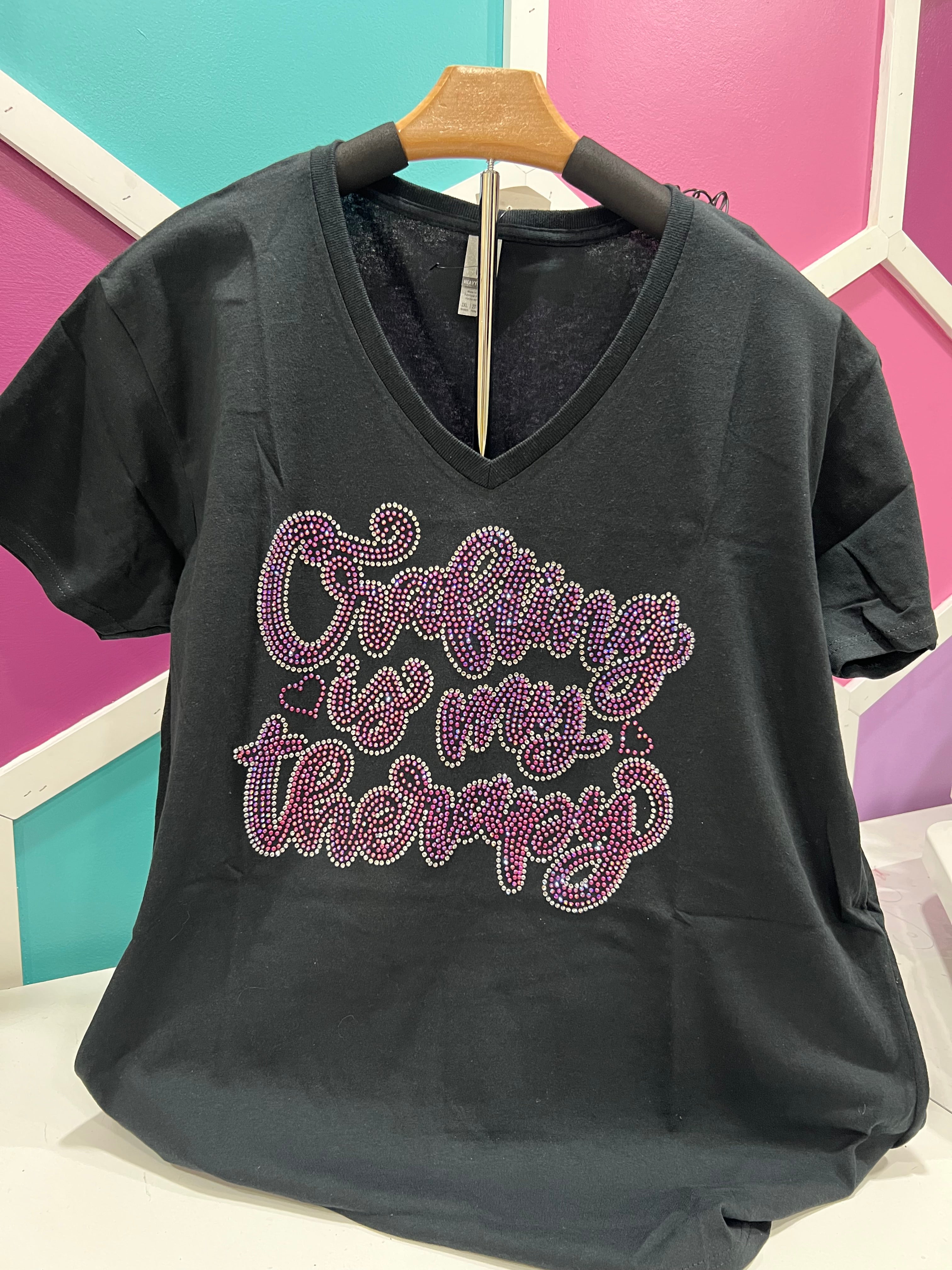 Crafting is my Therapy Bling T-shirt - V-Neck