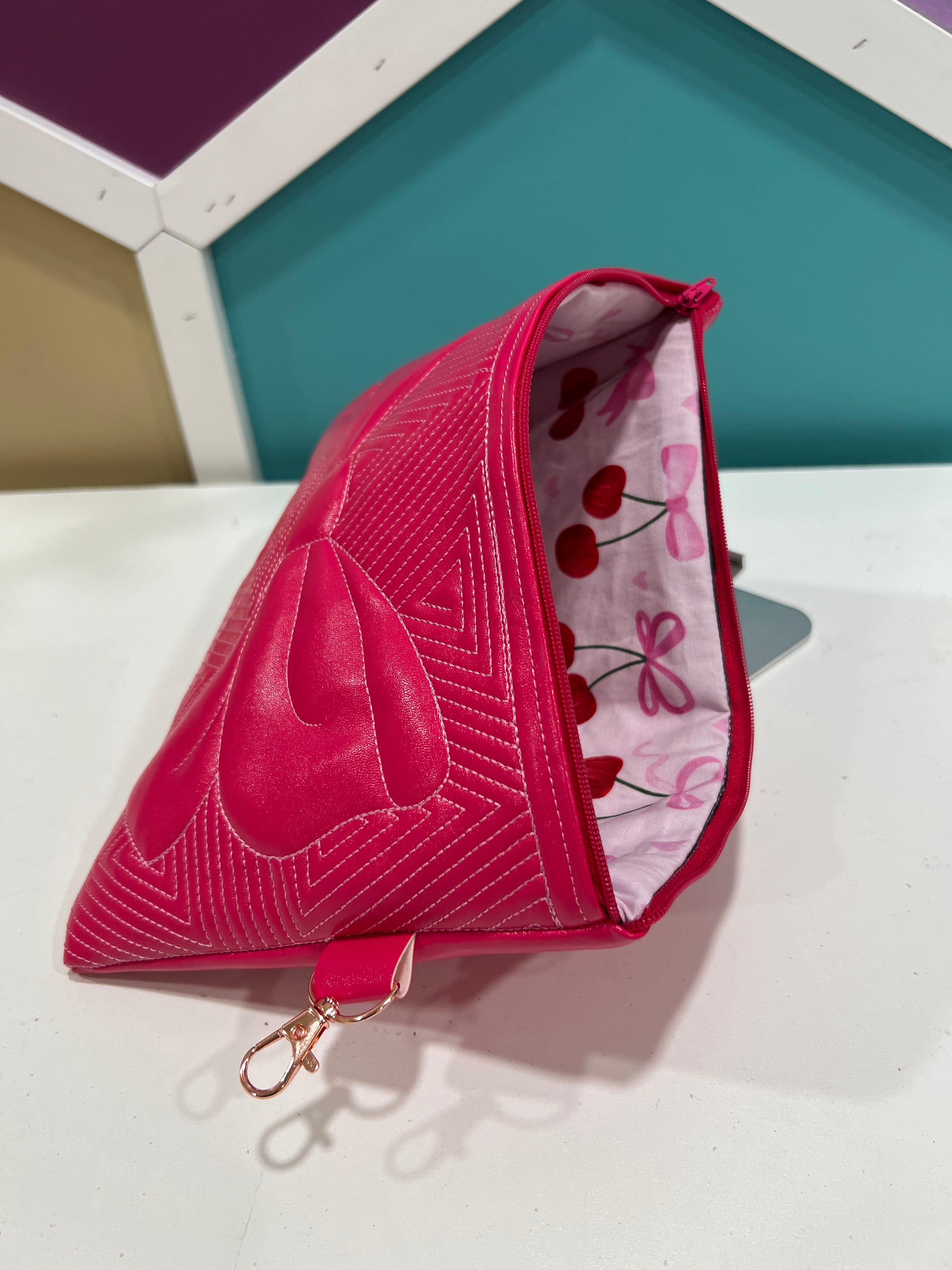 Large Hot Pink Bow Zipper Pouch