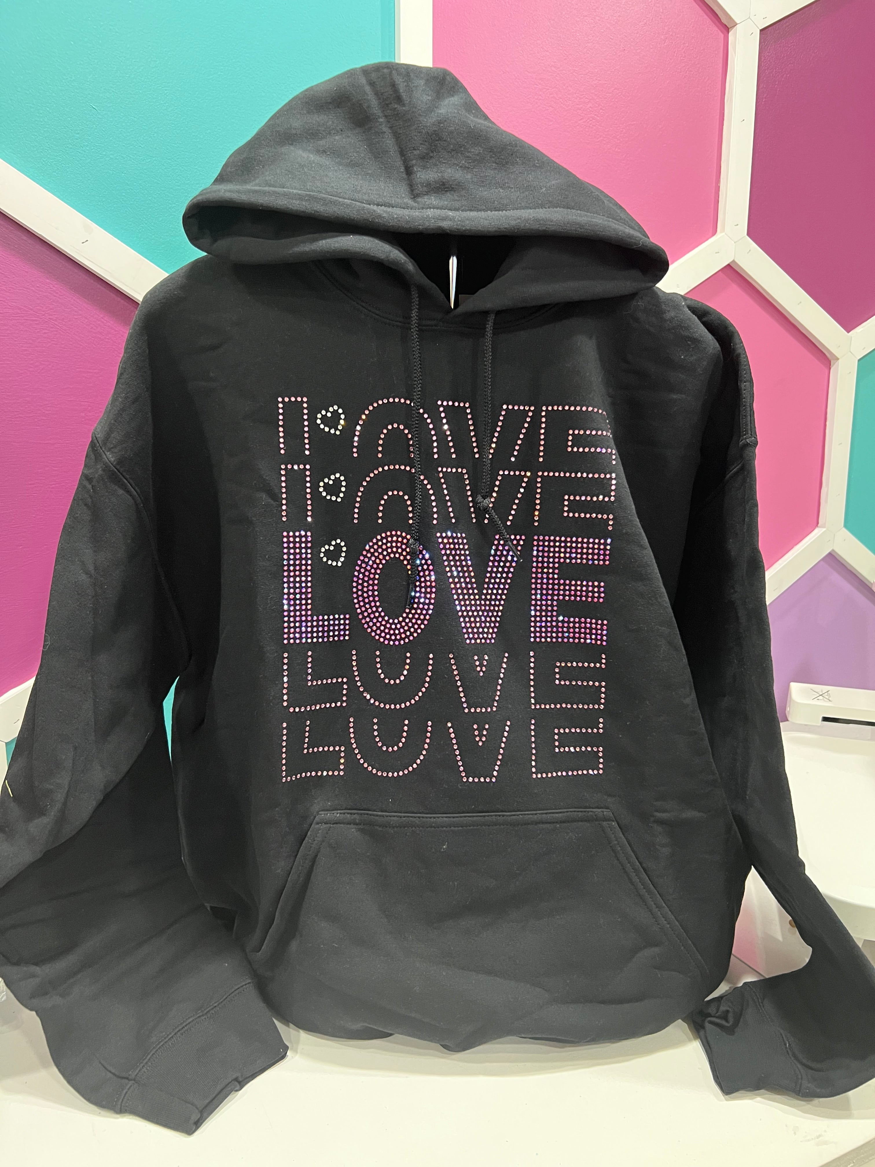 Love (repeated) Bling Hoodie