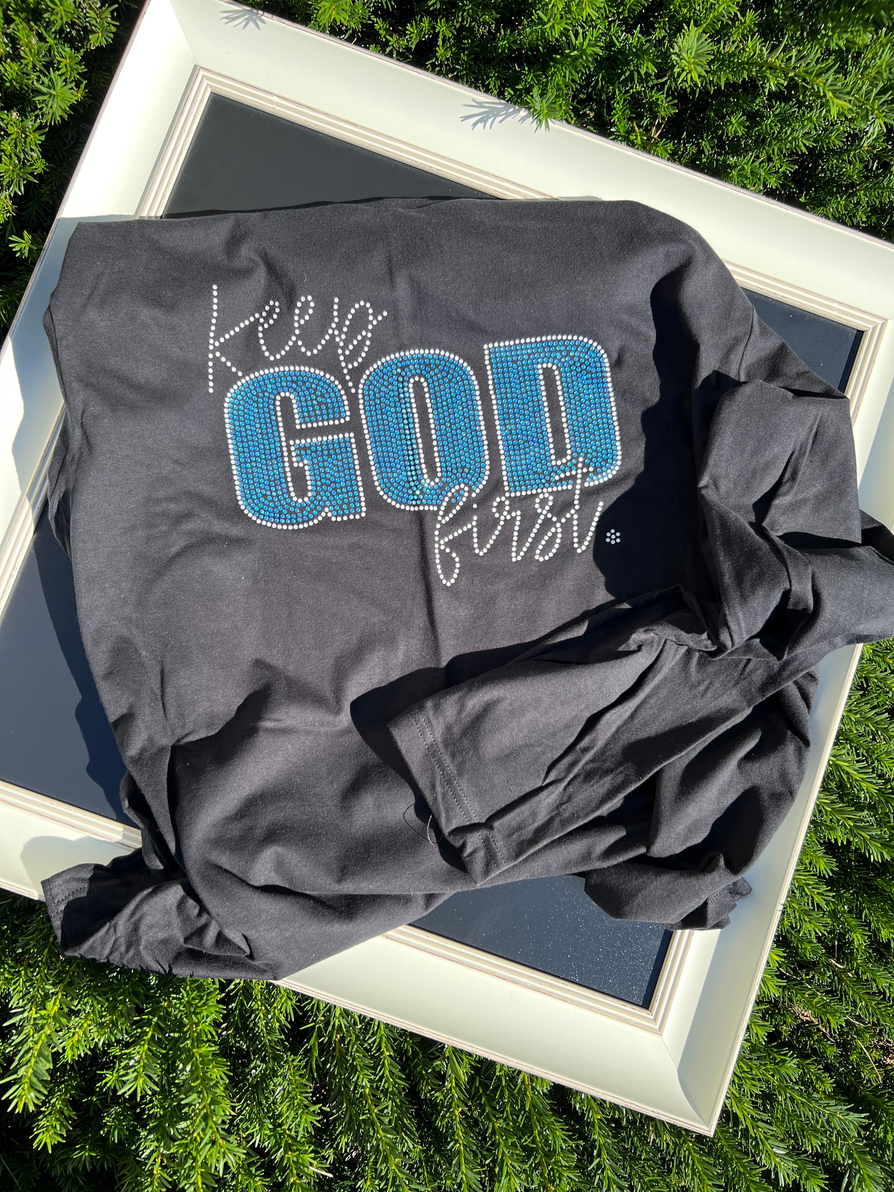 Keep God First Bling T-shirt - Long Sleeve