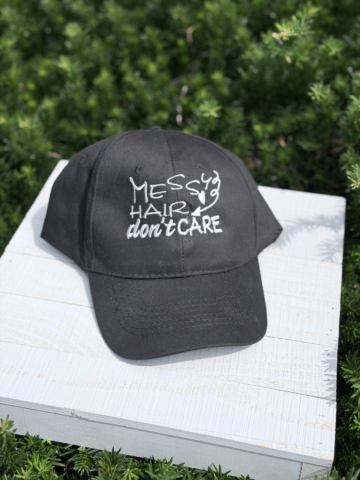 Messy Hair Don’t Care Embroidered Cap