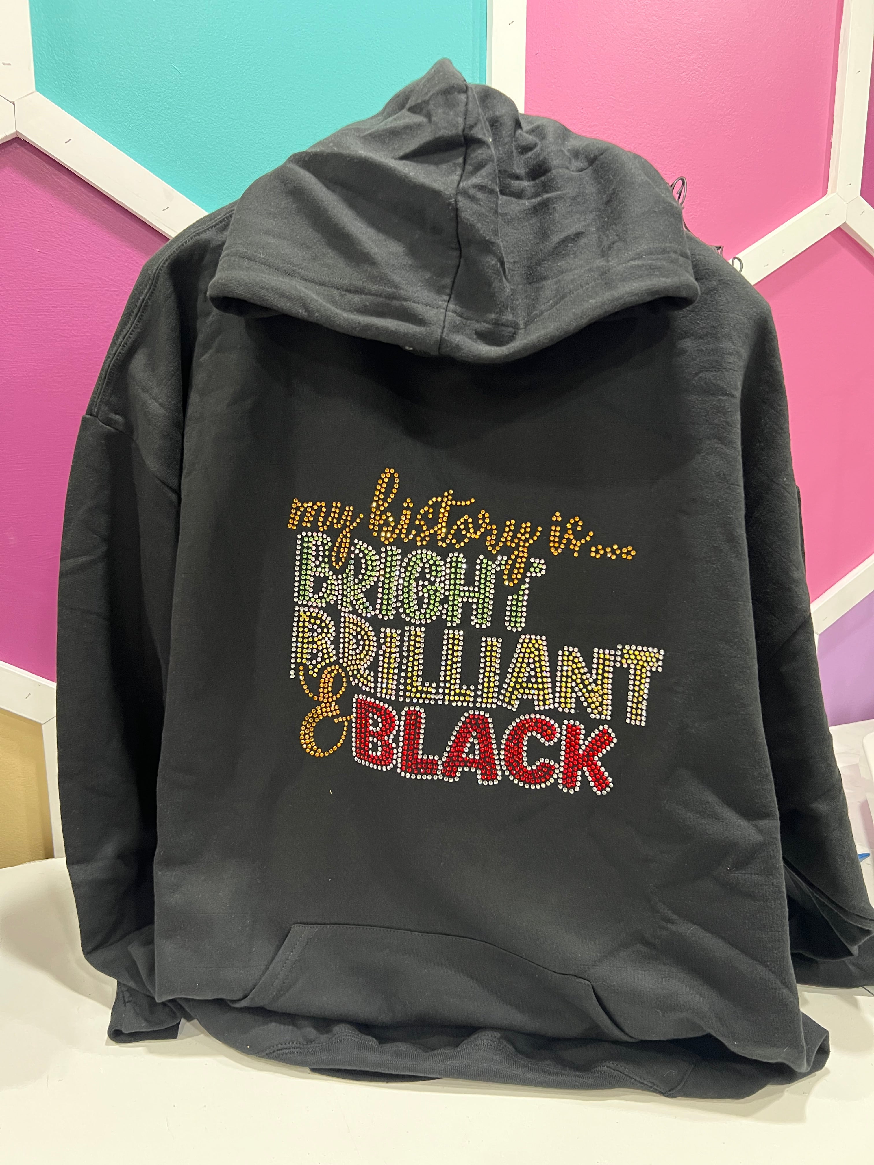 Bling Zipper Black Hoodie - My History is…